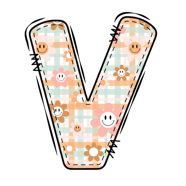 Groovy Doodle Letter ''V'' Fabric Panel - ineedfabric.com