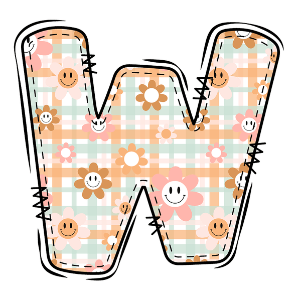 Groovy Doodle Letter ''W'' Fabric Panel - ineedfabric.com