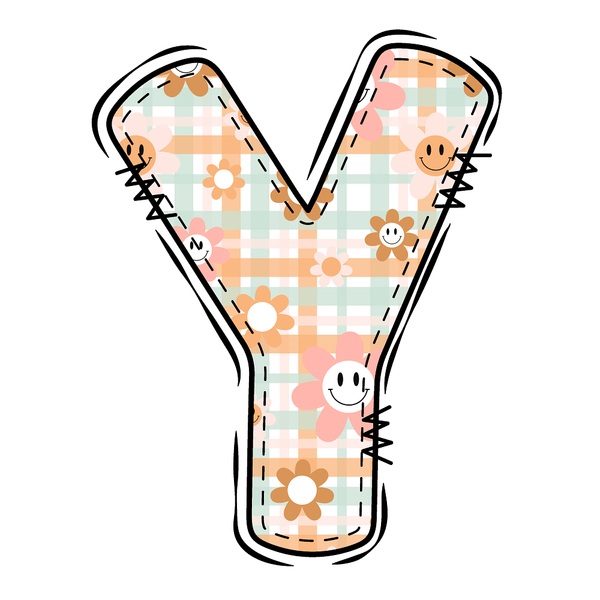 Groovy Doodle Letter ''Y'' Fabric Panel - ineedfabric.com