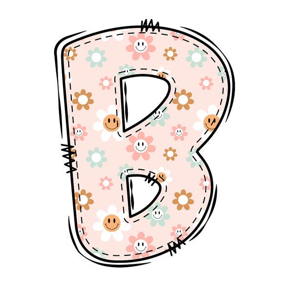 Groovy Doodle Smiley Flowers ''B'' Fabric Panel - ineedfabric.com