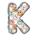 Groovy Doodle Smiley ''K'' Fabric Panel - ineedfabric.com