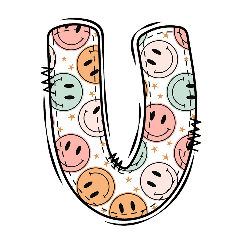 Groovy Doodle Smiley ''U'' Fabric Panel - ineedfabric.com