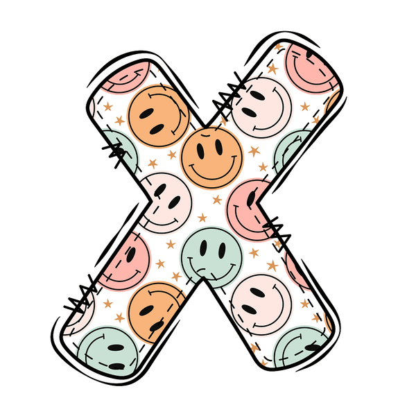 Groovy Doodle Smiley ''X'' Fabric Panel - ineedfabric.com