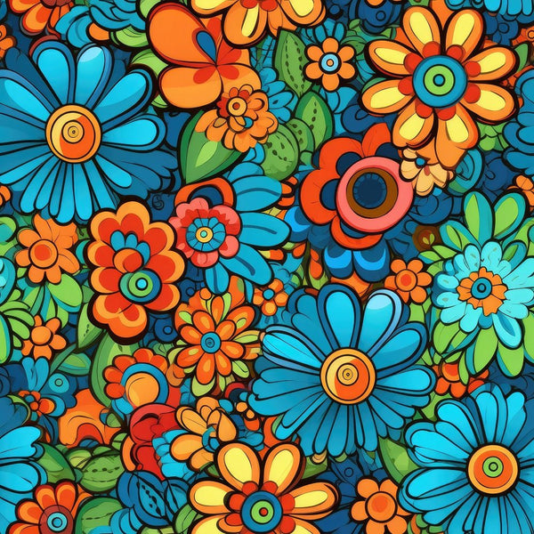 Groovy Flowers Pattern 1 Fabric - ineedfabric.com