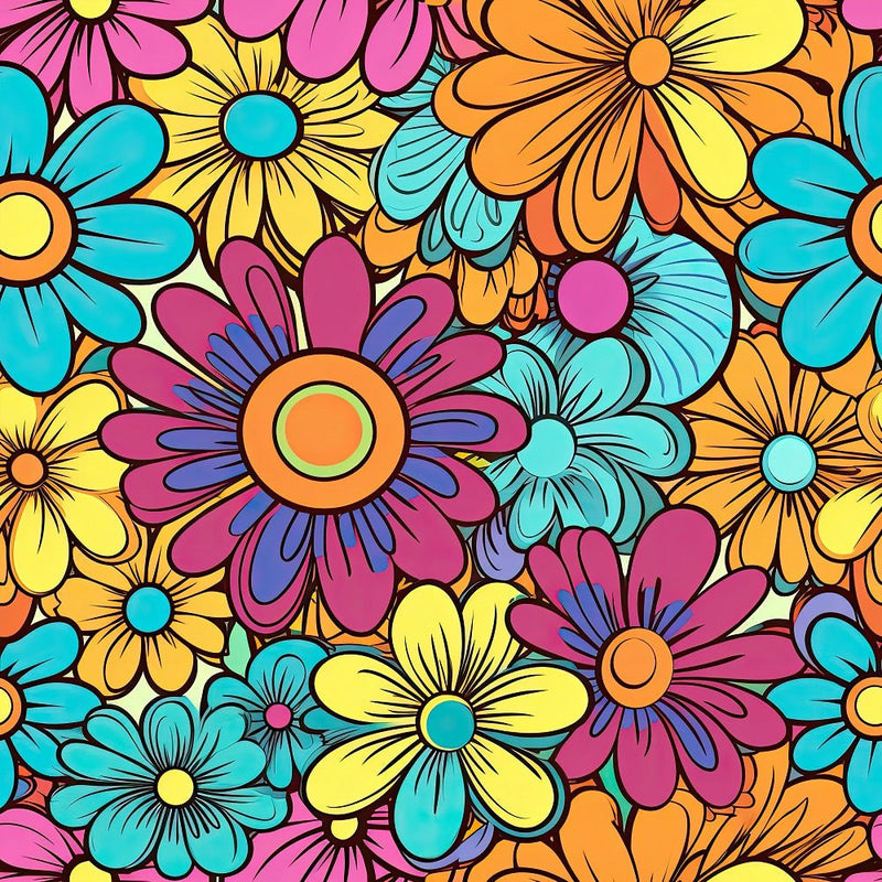 Groovy Flowers Pattern 10 Fabric - ineedfabric.com