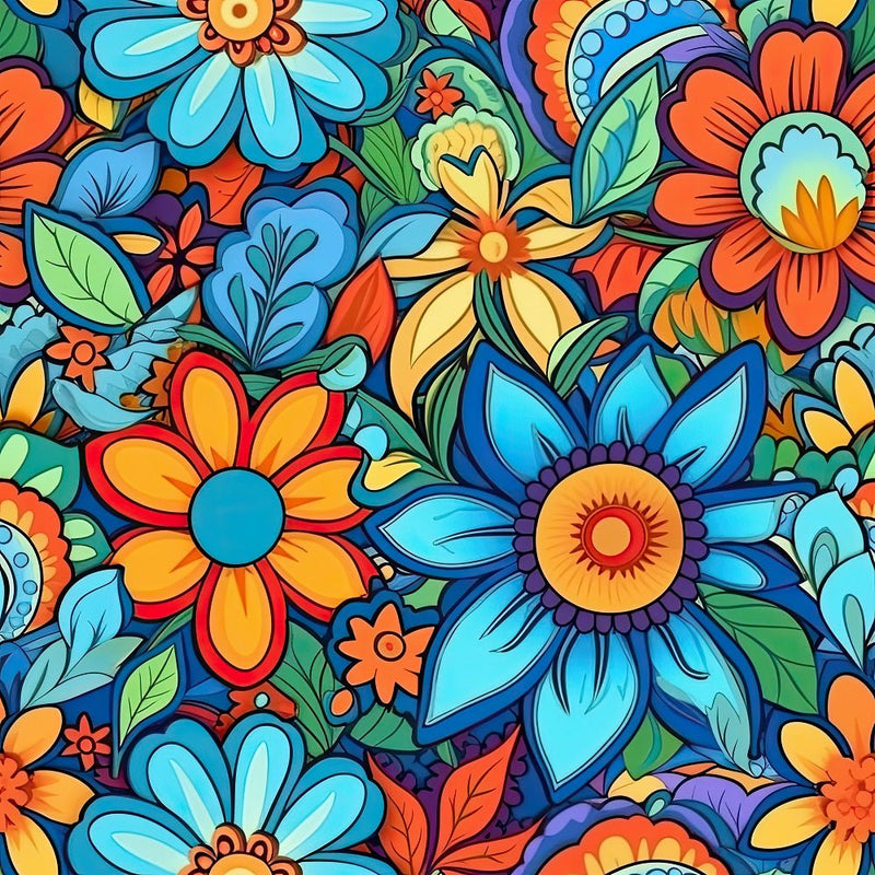 Groovy Flowers Pattern 12 Fabric - ineedfabric.com