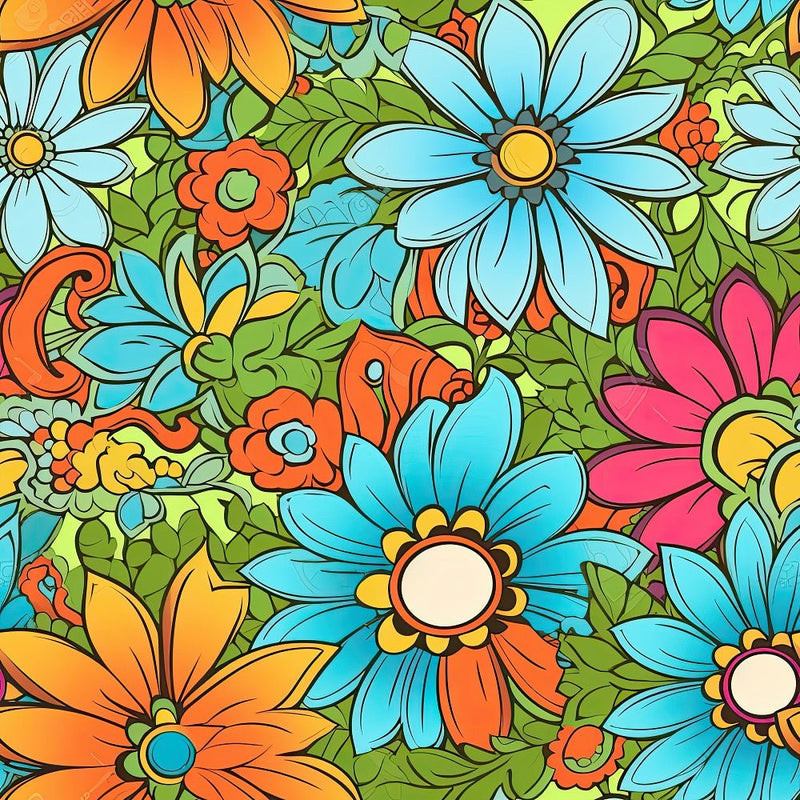 Groovy Flowers Pattern 2 Fabric - ineedfabric.com