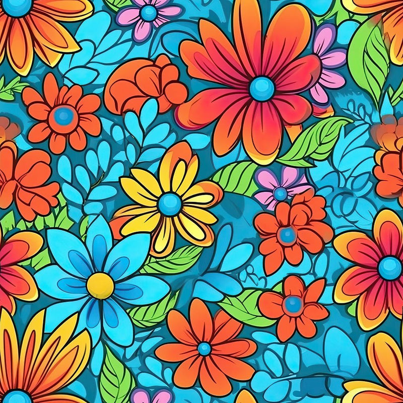 Groovy Flowers Pattern 5 Fabric - ineedfabric.com