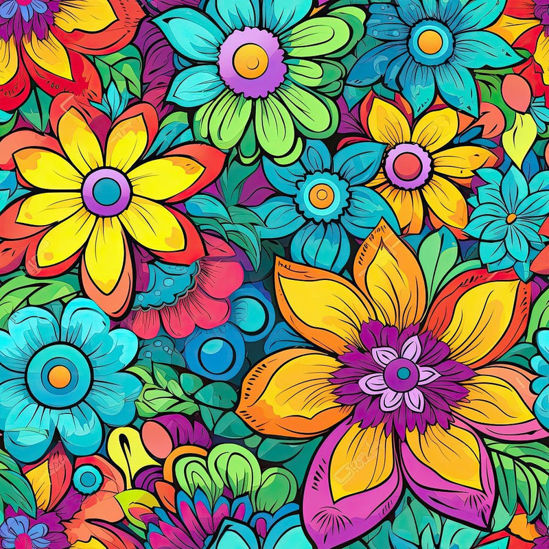 Groovy Flowers Pattern 8 Fabric - ineedfabric.com