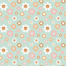 Groovy Smiley Flowers Fabric - Green - ineedfabric.com