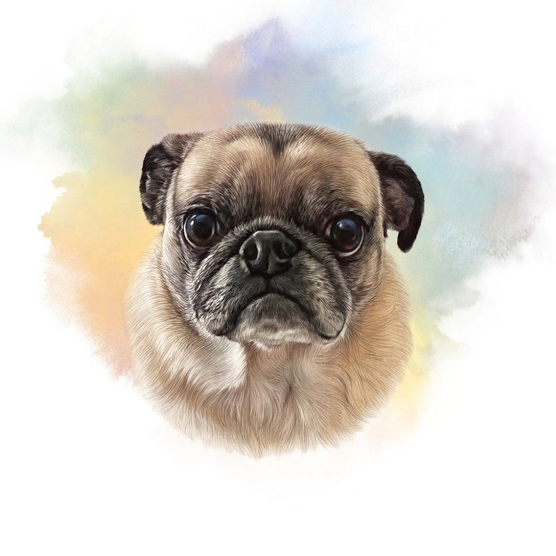 Grumpy Old Pug Portrait Fabric Panel - ineedfabric.com