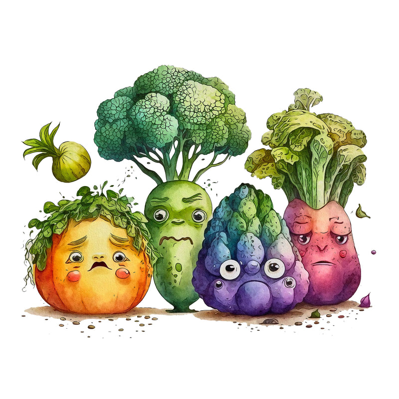 Grumpy Vegetables Scene 2 Fabric Panel - ineedfabric.com