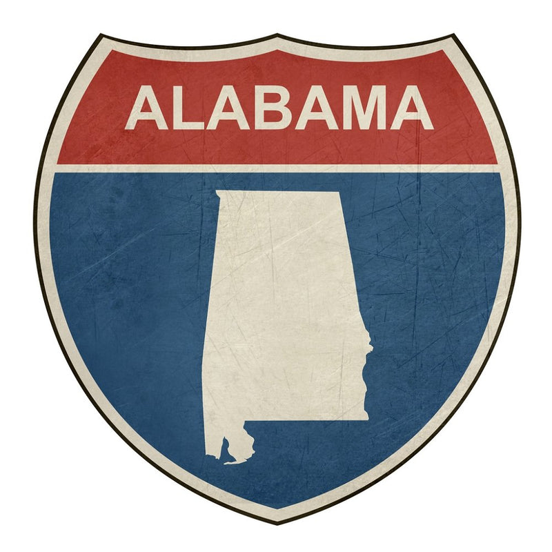 Grunge Highway Sign Fabric Panel - Alabama - ineedfabric.com