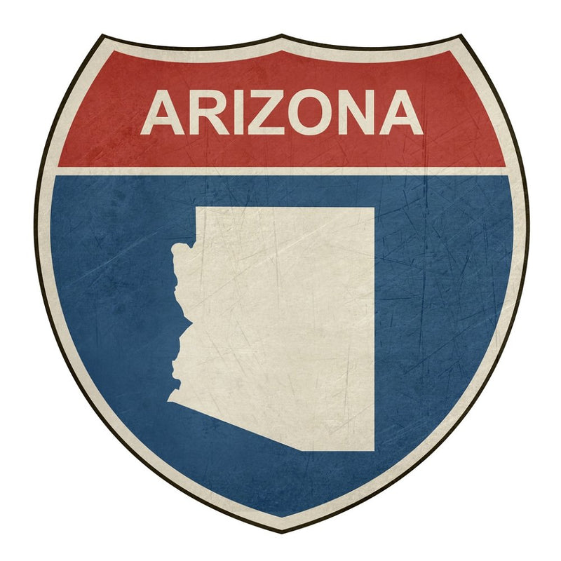 Grunge Highway Sign Fabric Panel - Arizona - ineedfabric.com