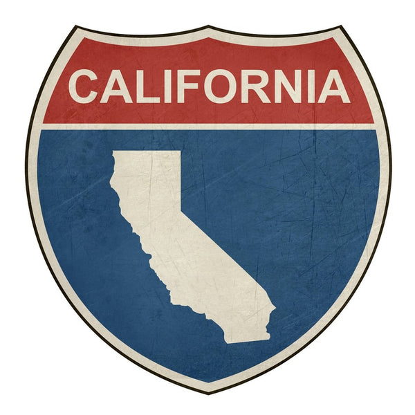 Grunge Highway Sign Fabric Panel - California - ineedfabric.com