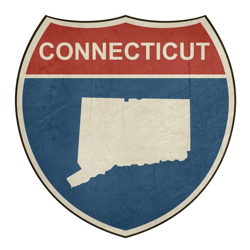 Grunge Highway Sign Fabric Panel - Connecticut - ineedfabric.com