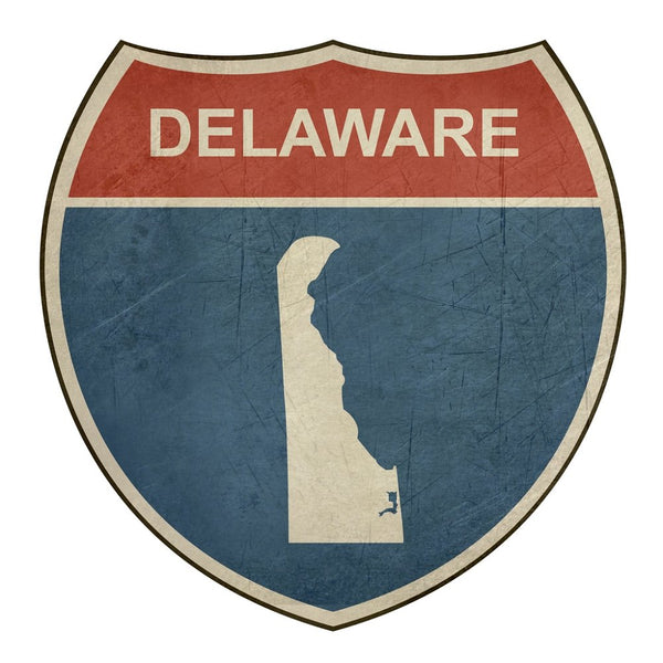 Grunge Highway Sign Fabric Panel - Delaware - ineedfabric.com