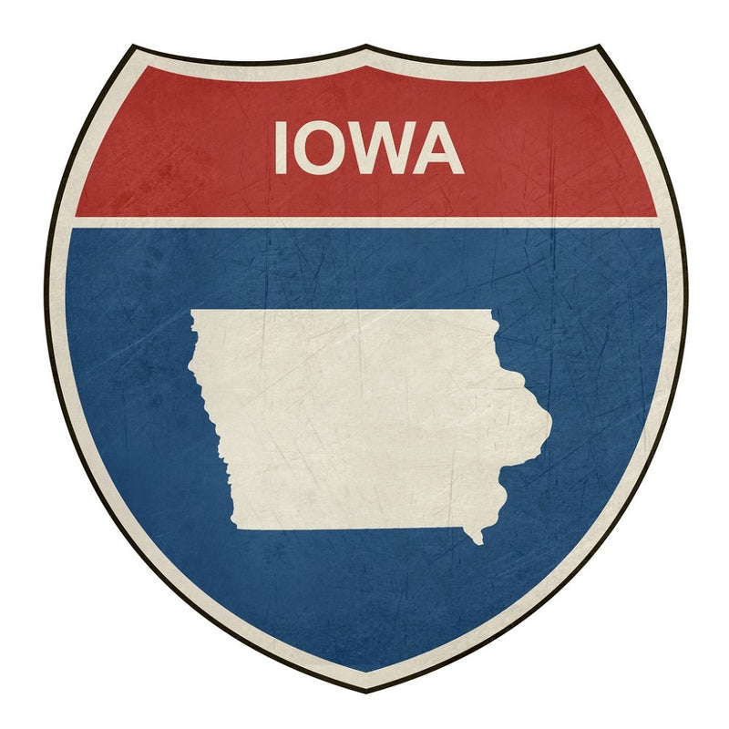 Grunge Highway Sign Fabric Panel - Iowa - ineedfabric.com