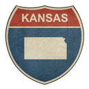 Grunge Highway Sign Fabric Panel - Kansas - ineedfabric.com