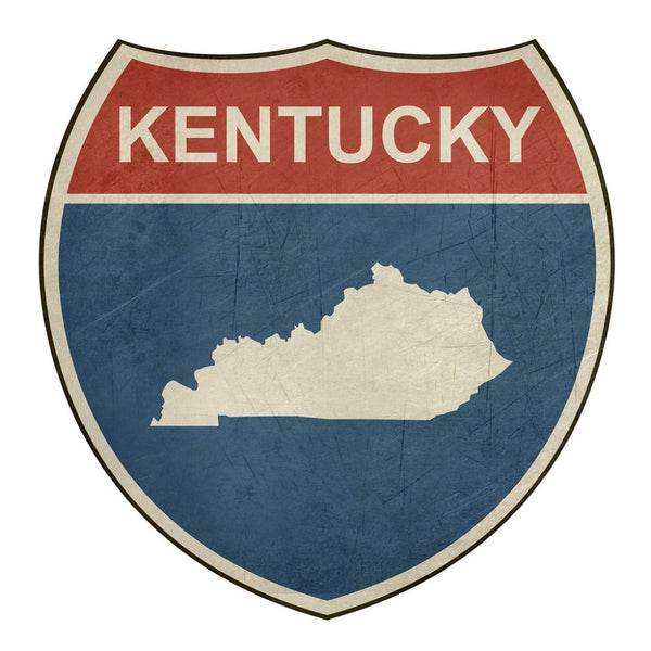 Grunge Highway Sign Fabric Panel - Kentucky - ineedfabric.com