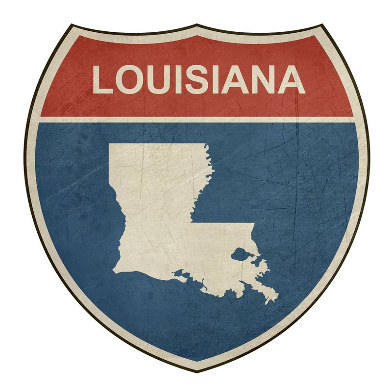 Grunge Highway Sign Fabric Panel - Louisiana - ineedfabric.com