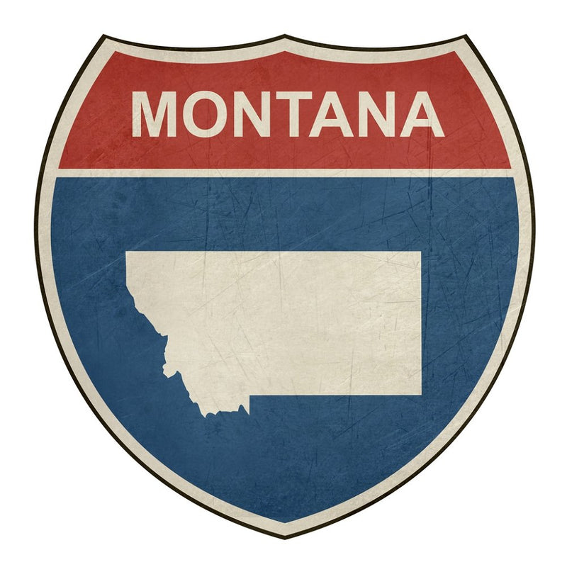 Grunge Highway Sign Fabric Panel - Montana - ineedfabric.com