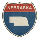 Grunge Highway Sign Fabric Panel - Nebraska - ineedfabric.com