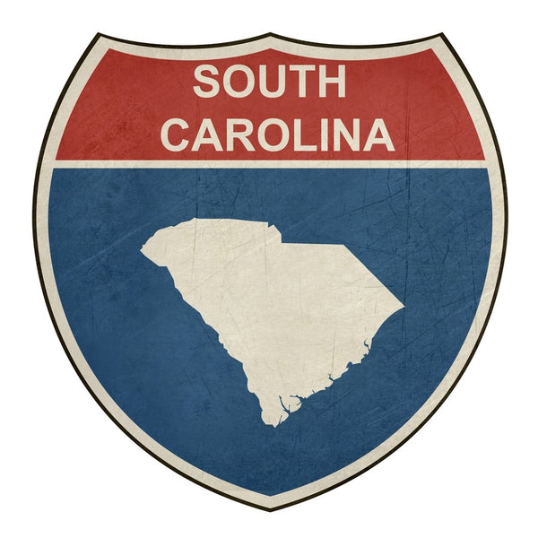 Grunge Highway Sign Fabric Panel - South Carolina - ineedfabric.com