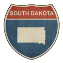 Grunge Highway Sign Fabric Panel - South Dakota - ineedfabric.com