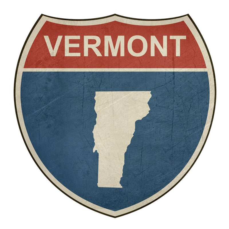 Grunge Highway Sign Fabric Panel - Vermont - ineedfabric.com