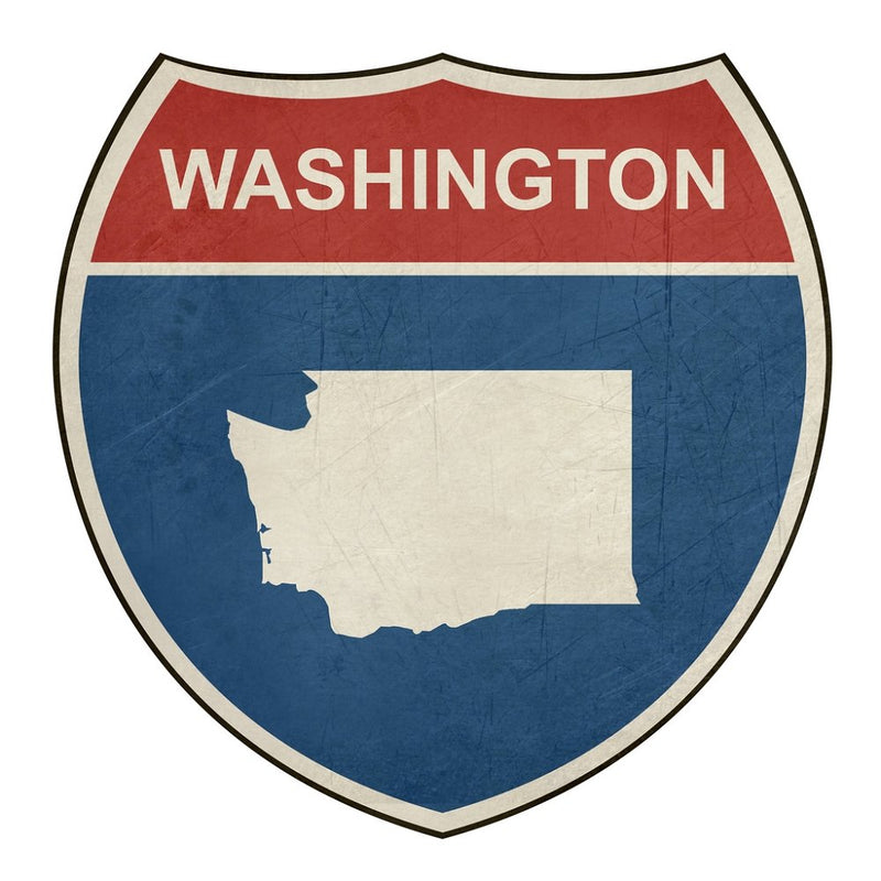 Grunge Highway Sign Fabric Panel - Washington - ineedfabric.com