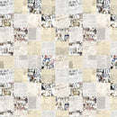 Grunge Newsprint Patchwork Fabric - Gray - ineedfabric.com