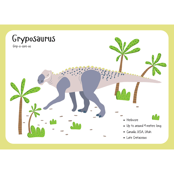 Gryposaurus Flash Card Fabric Panel - ineedfabric.com