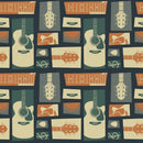 Guitar Collage Fabric - Retro - ineedfabric.com
