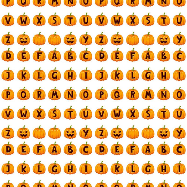 Halloween Alphabet Pumpkins Fabric - ineedfabric.com