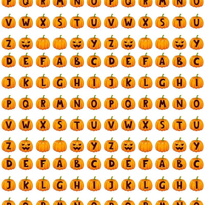 Halloween Alphabet Pumpkins Fabric - ineedfabric.com