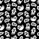 Halloween Boo Ghosts Allover Fabric - Black - ineedfabric.com
