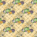 Halloween Candy Elements on Floral Fabric - Orange - ineedfabric.com