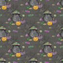 Halloween Candy Elements on Stripes Fabric - Black - ineedfabric.com