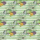 Halloween Candy Elements on Stripes Fabric - Green - ineedfabric.com