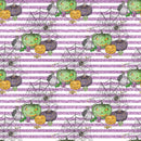 Halloween Candy Elements on Stripes Fabric - Purple - ineedfabric.com