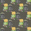 Halloween Candy Elements on Trellis Fabric - Black - ineedfabric.com