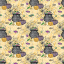 Halloween Candy Elements on Trellis Fabric - Orange - ineedfabric.com