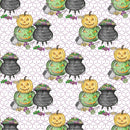 Halloween Candy Elements on Trellis Fabric - White - ineedfabric.com