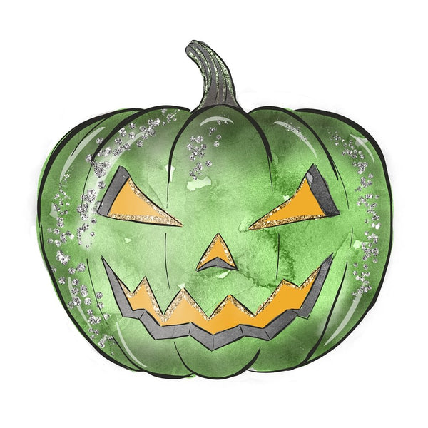 Halloween Candy Pumpkin Fabric Panel - Green - ineedfabric.com