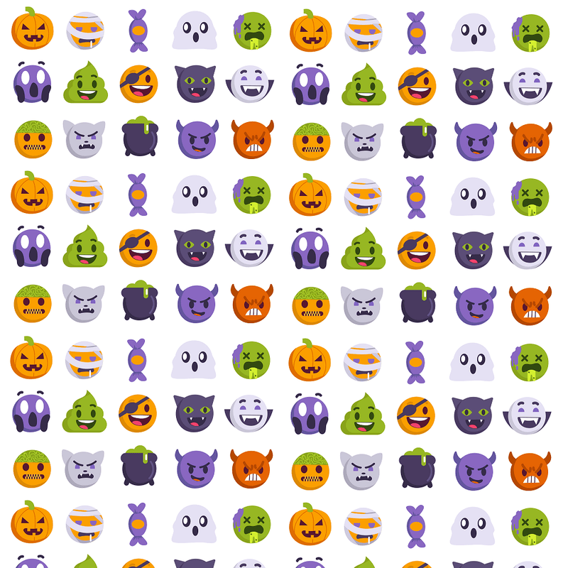 Halloween Emojis Fabric - White - ineedfabric.com