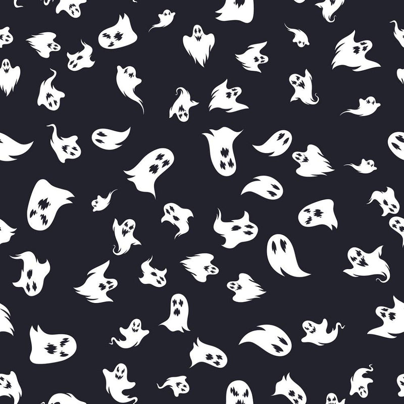 Halloween Ghosts Allover Fabric - Black – ineedfabric.com