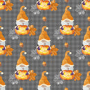 Halloween Gnomes on Checkered Fabric - Gray - ineedfabric.com