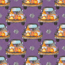 Halloween Gnomes on Truck Fabric - Dark Purple - ineedfabric.com