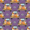 Halloween Gnomes on Truck Fabric - Dark Purple - ineedfabric.com